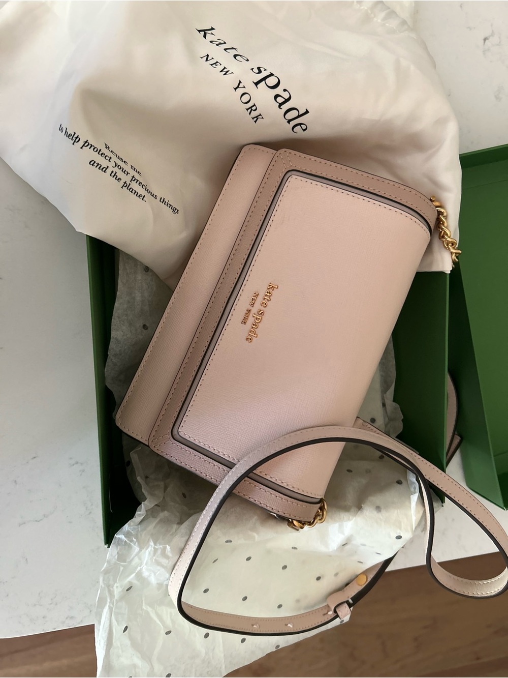 kate spade Pale Pink Leather Crossbody with Gold Hardware